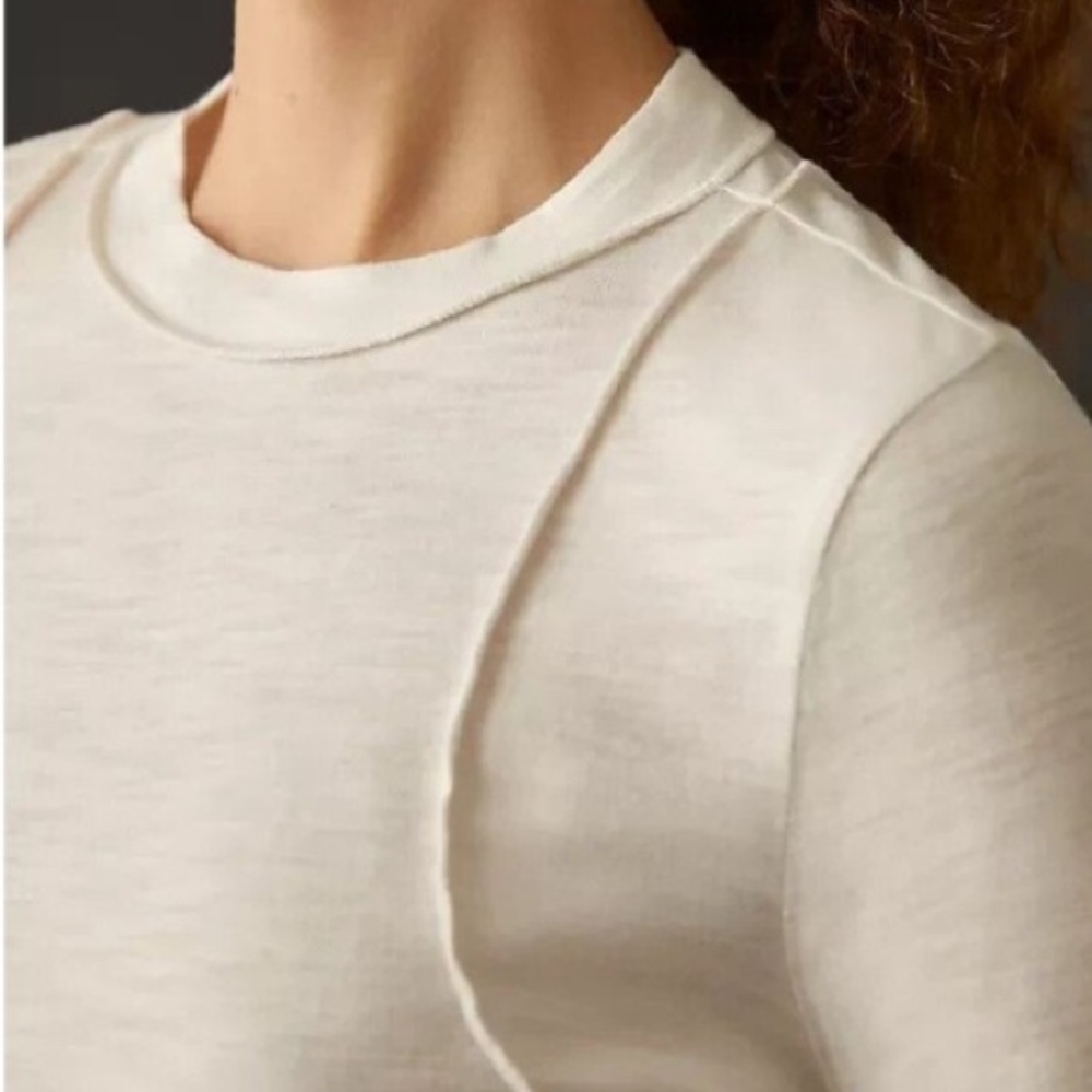 Anthropologie Pilcro Reconstructed Long Sleeve Coconut Milk Tee XL NWT - Picture 6 of 6